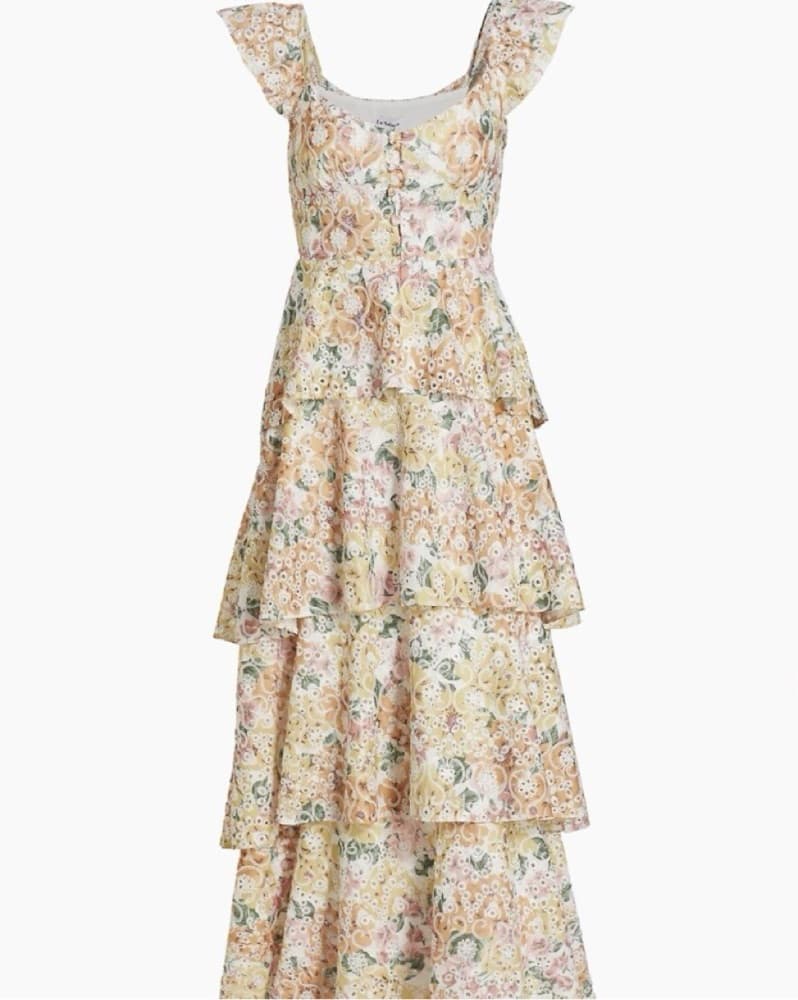 Floral Peplum Tiered Midi Dress - Image 4