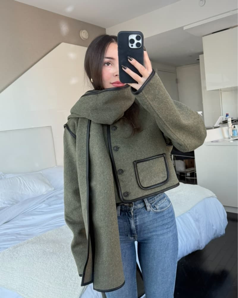 Helsa Boxy Jacket / Detachable Scarf - Image 6