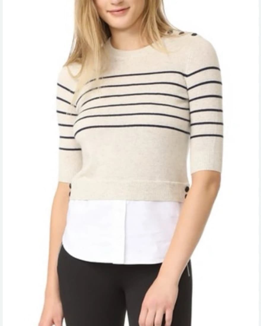 Veronica Beard Stripped Sweater Blouse  - Image 1