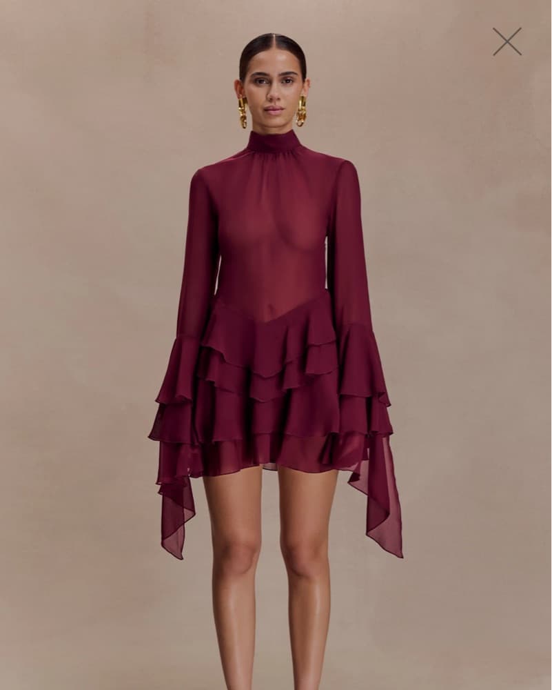 MESHKI Nimah Chiffon Ruffle Mini Dress - Image 1
