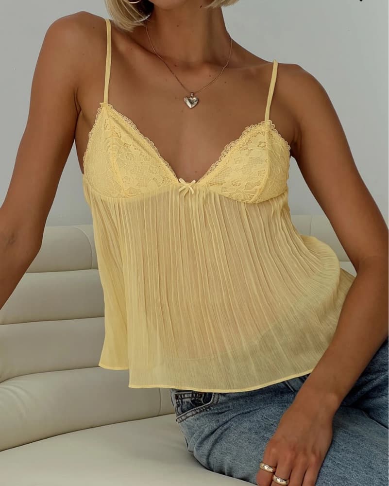Princess Polly Yellow Babydoll Pleated Cami - Image 1