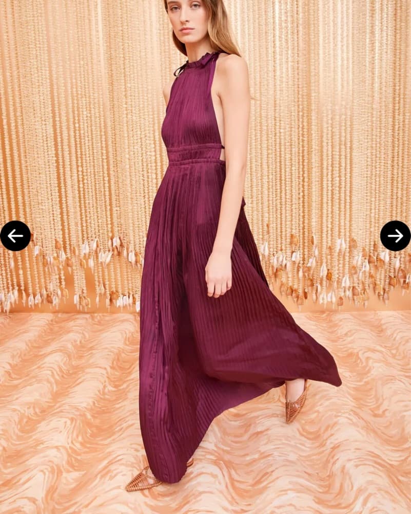 Elegant Plum Pleated Maxi Dress - Image 4