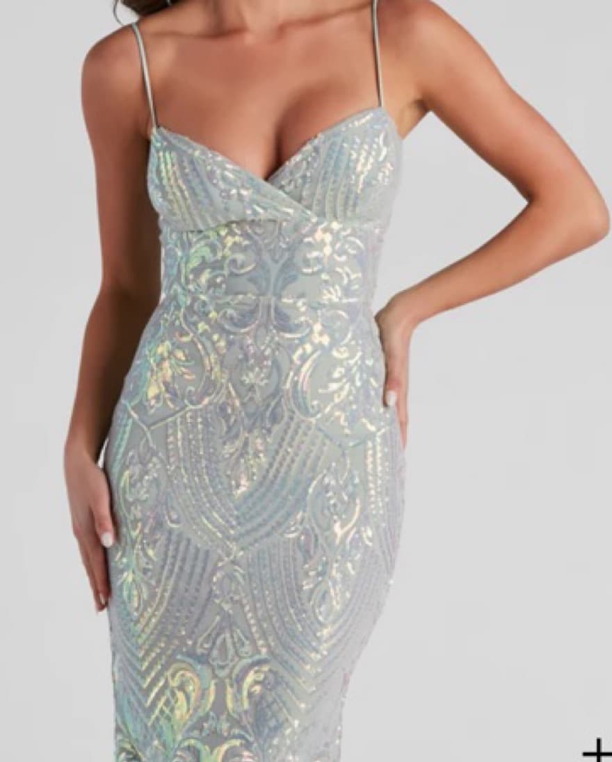 light blue sequin tight fit formal dres - Image 1