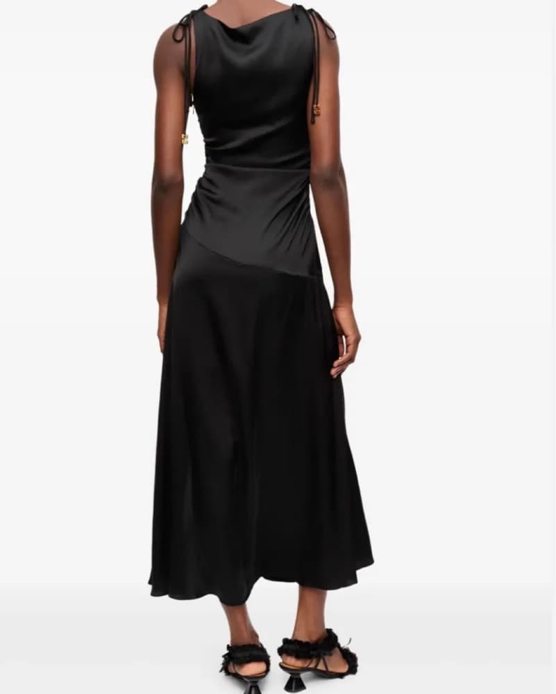 Ganni Satin Gathered Maxi Dress - Image 3