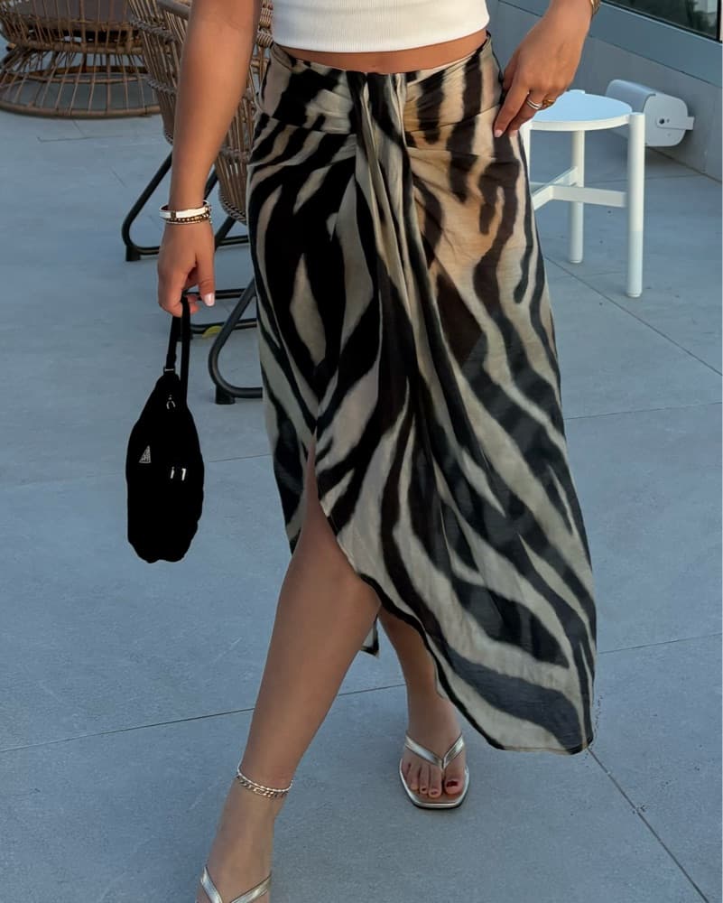 Zara Knotted Zebra Print Sarong / Skirt - Image 2