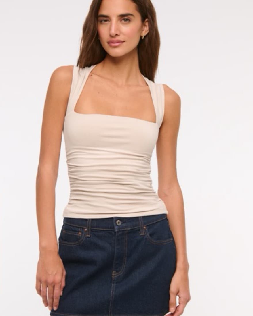 A&F Ava Tank Top in Cream  - Image 1