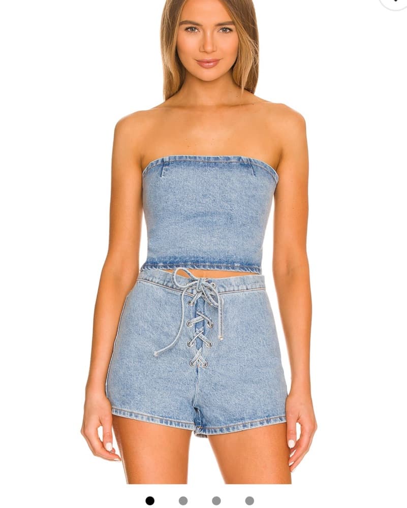 Eb Denim X Revolve Lace Up Top And Short - Image 1