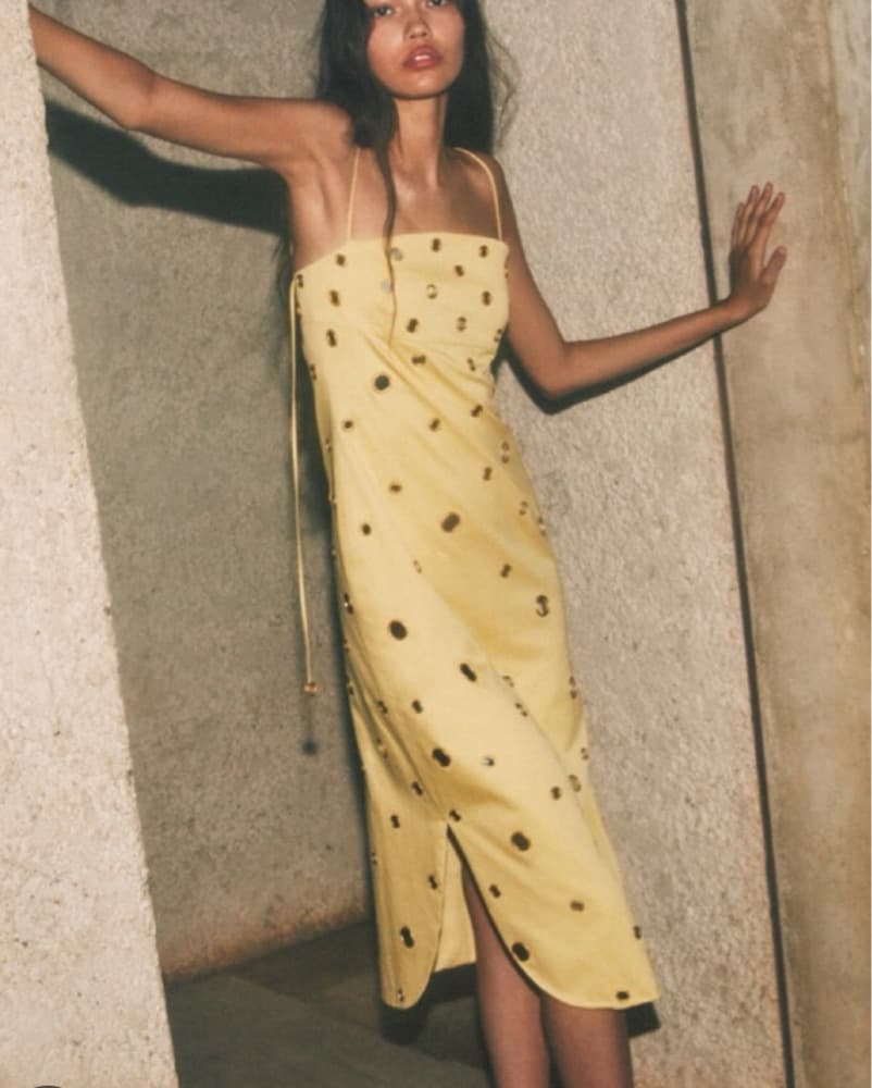 Alexis Yellow mirror Midi Dress - Image 3