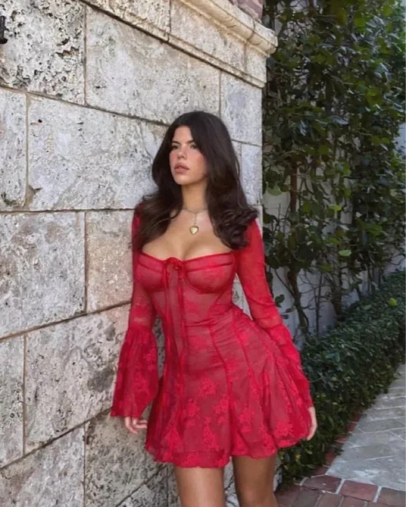 House Of CB Red Analissa Dress SMALL - Image 1
