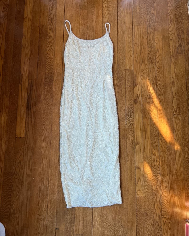 Ivory Beaded Vintage Slip Dress  - Image 1