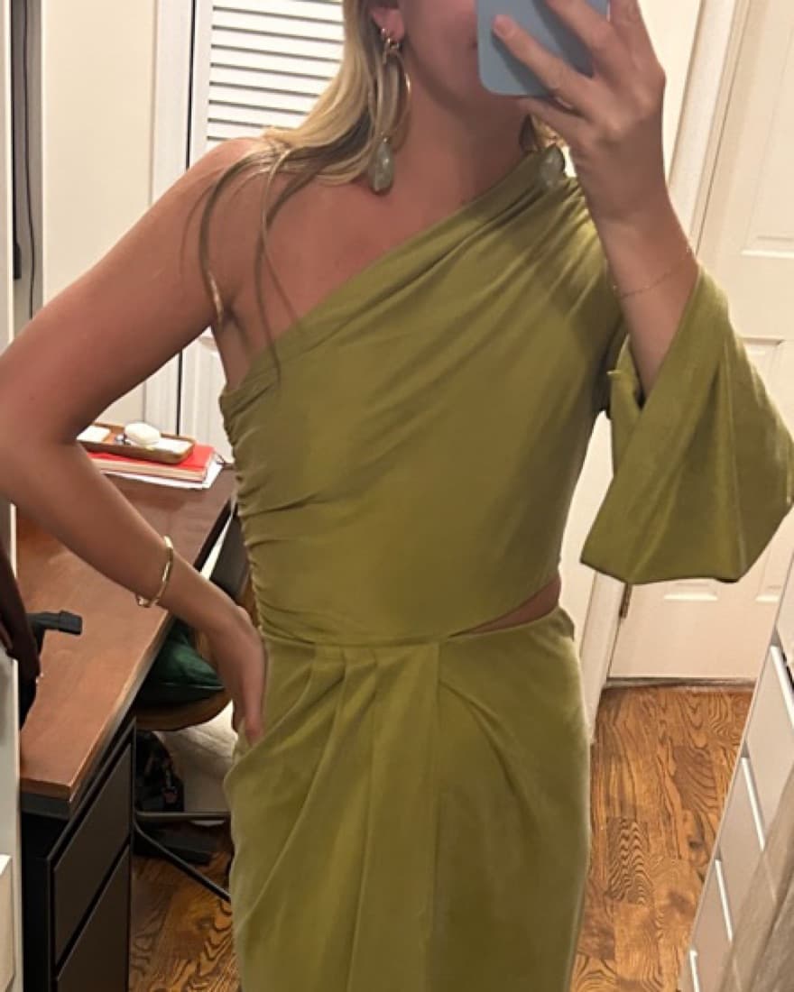 Something Navy One Shoulder Cut Out Gown - Image 3
