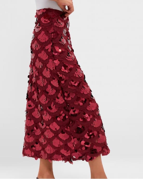 Hyacinth House Red Sequin Scale Skirt - Image 3