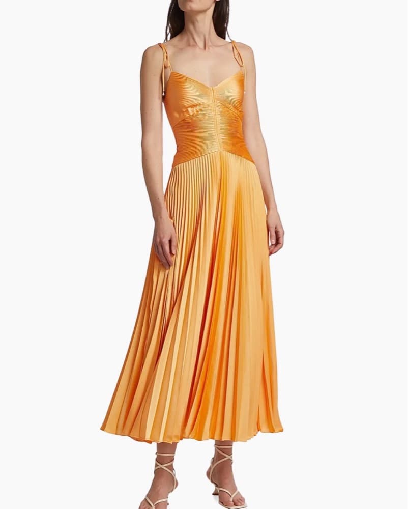 Rochelle Satin Pleated Cami Dress - Image 3