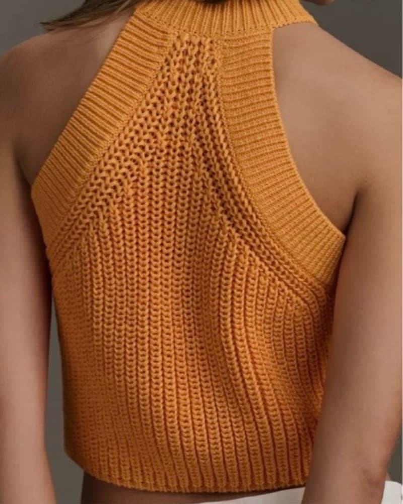 Orange Knit Crochet Crop Top - Image 2