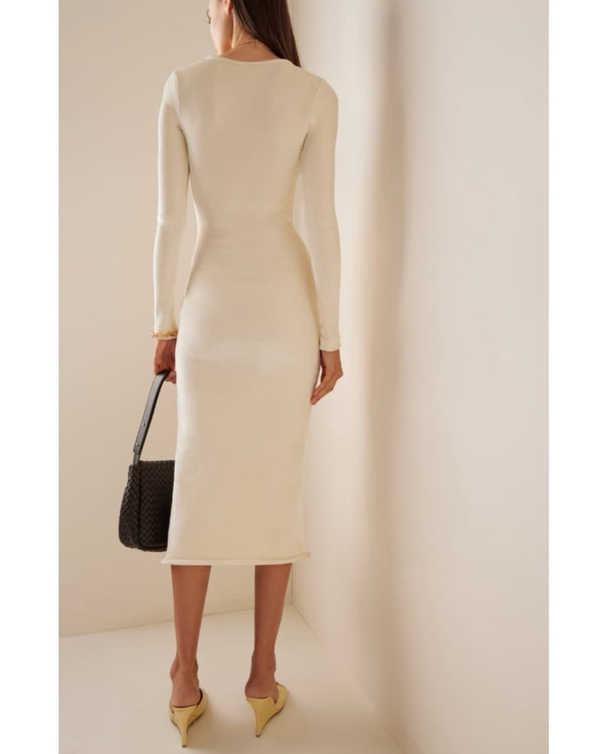 Asymmetric Velvet Midi Dress with Slit - Image 2