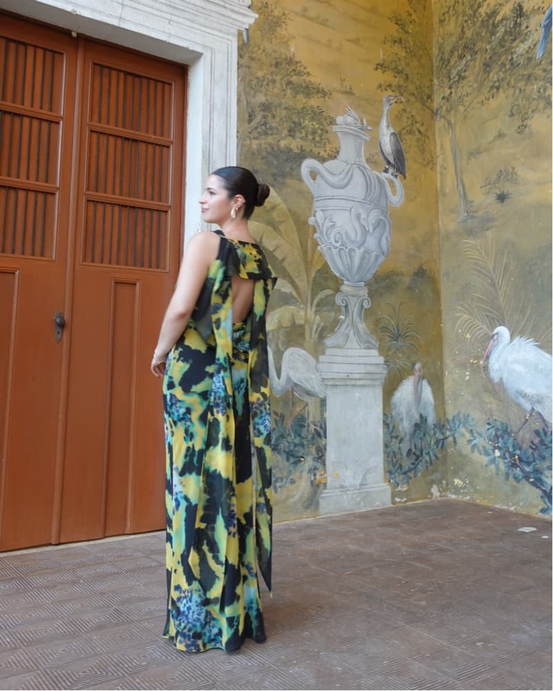 Floral Cowl Neck Open-Back Maxi Dress - Image 3