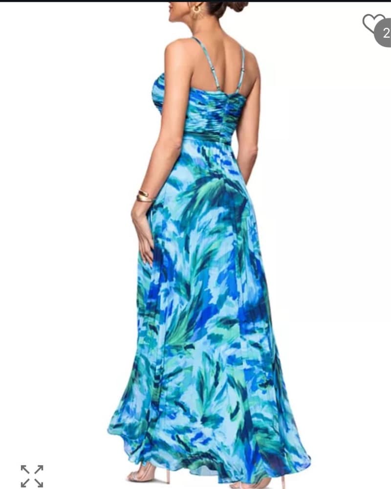 AQUA Pleated Chiffon Printed Dress - Image 2