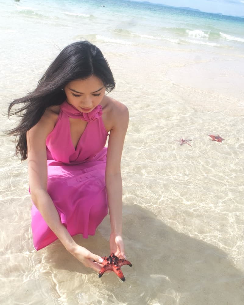 Pink Halter Midi Dress w Flower Scarf - Image 1