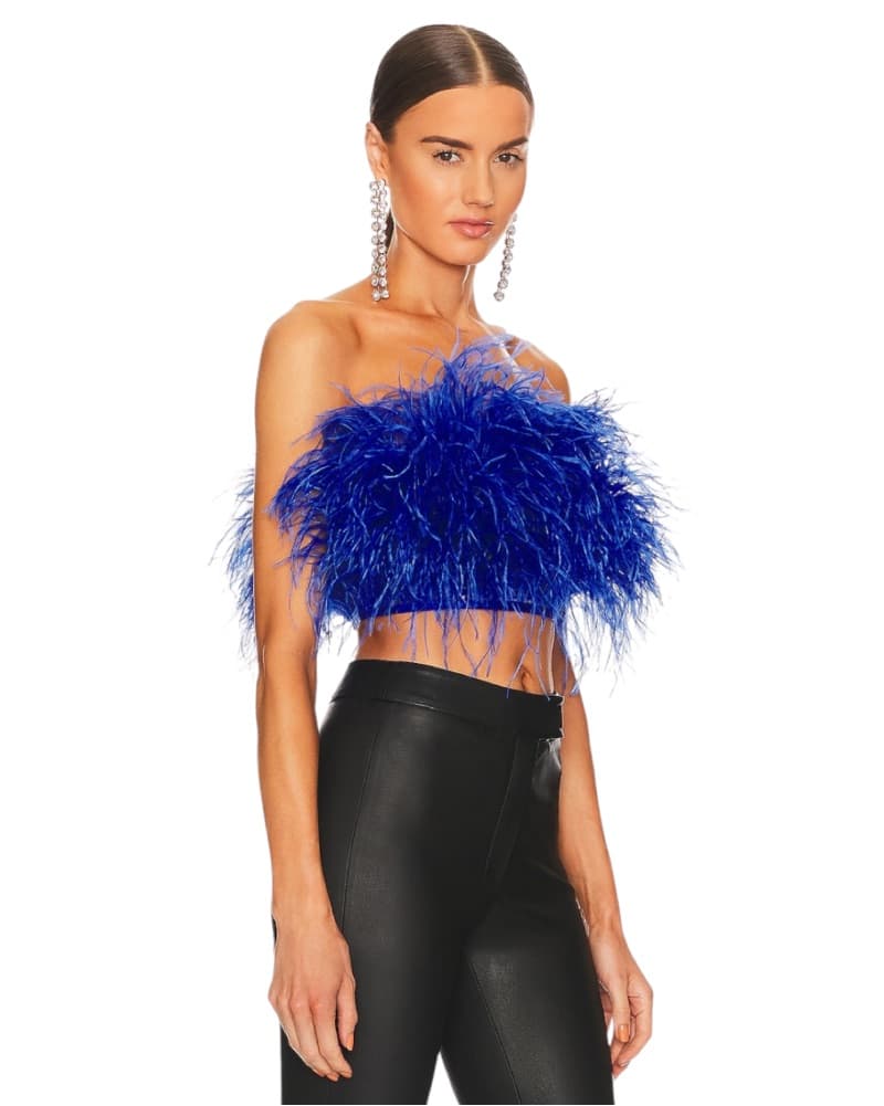 Afiya Blue Feather Crop Top  - Image 3
