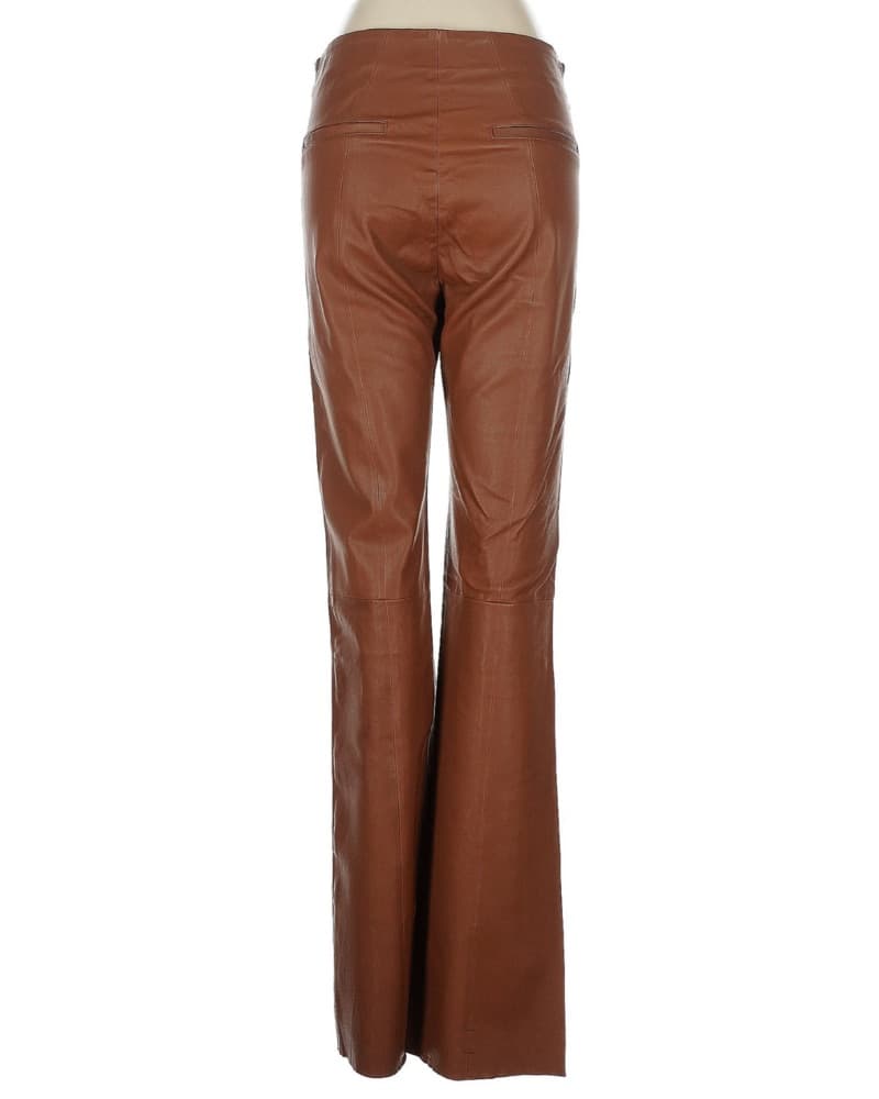 High Waist Stretch Leather Flare Pants - Image 2