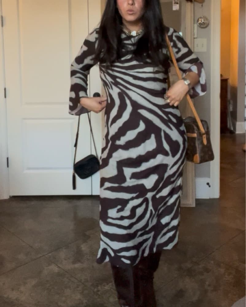 Mango Bell Sleeve Maxi Dress in Zebra - Image 2