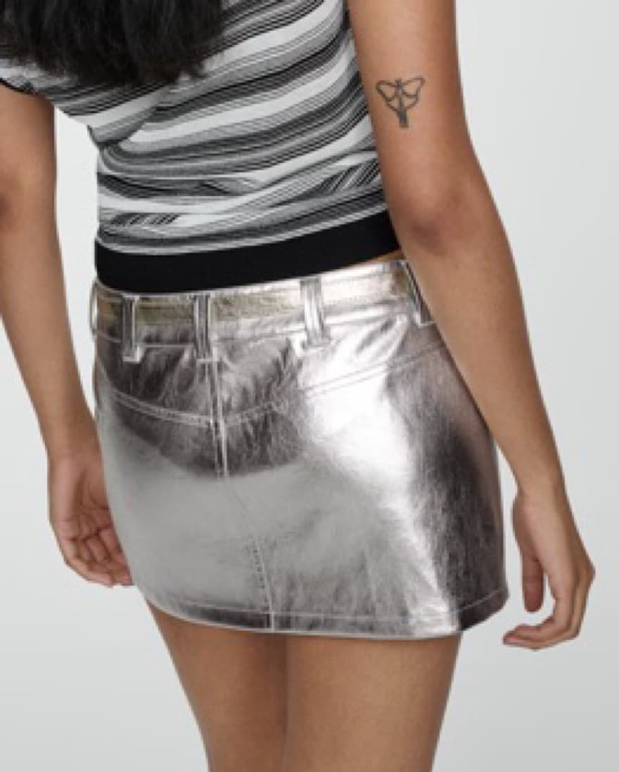 Mango Metallic Mini Skirt with Belt - Image 4