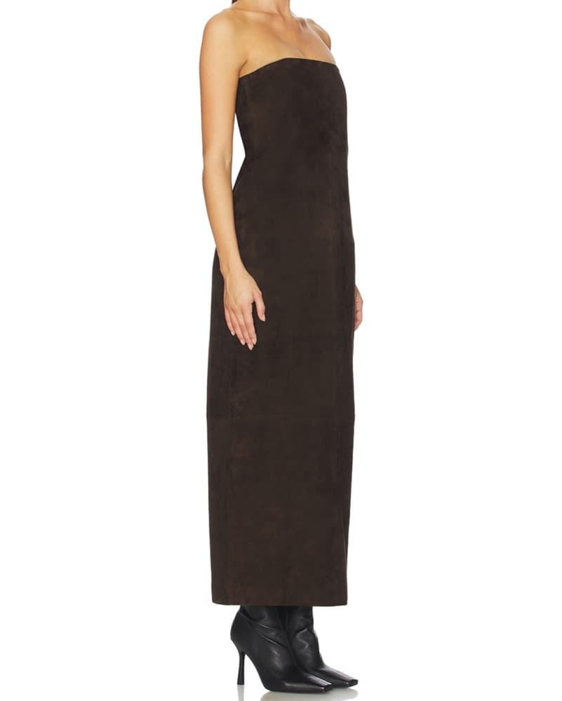 SRG Suede Dress In Chocolate  - Image 6