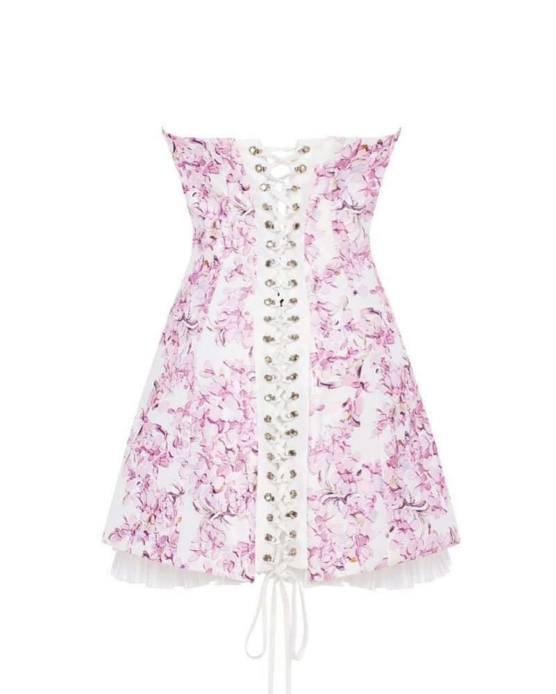 Milla Strapless pink sakura mini dress - Image 2