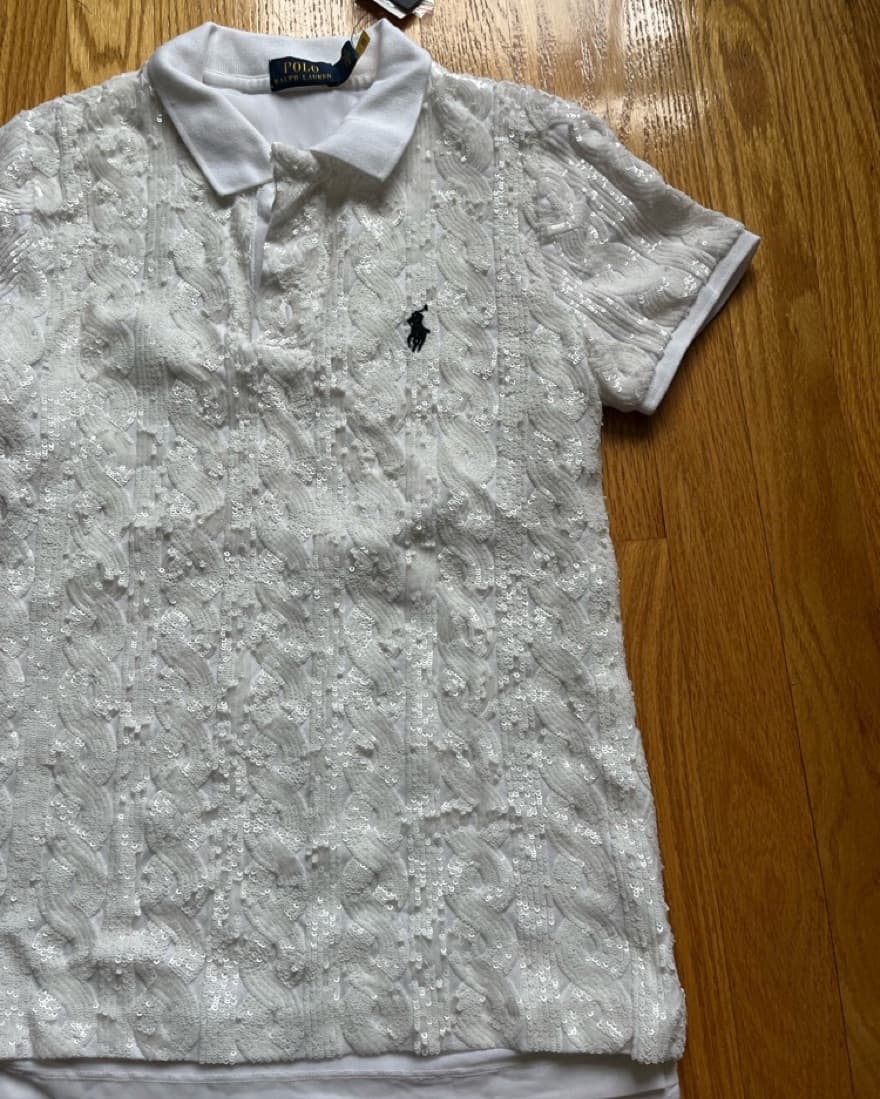 RL Sequin Cable Knit Polo - Image 5