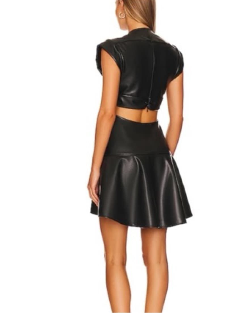A.L.C. Lexi Dress Cutout Black Leather - Image 4
