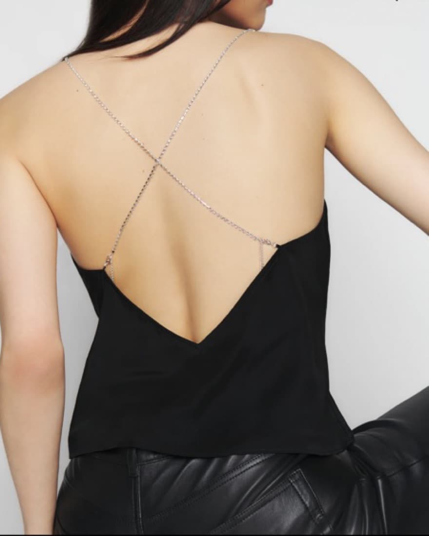 Reformation Backless Gemstoned Silk Top - Image 3