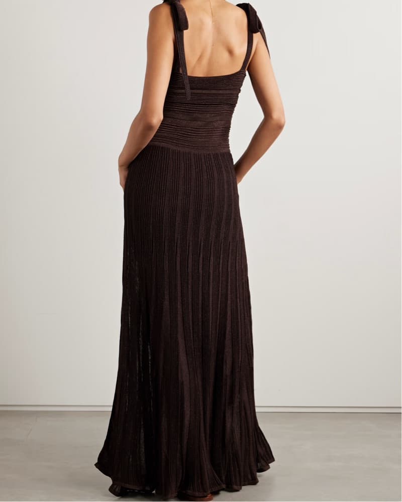 Zimmerman Brown Pleated Maxi Dress Sz 1 - Image 3