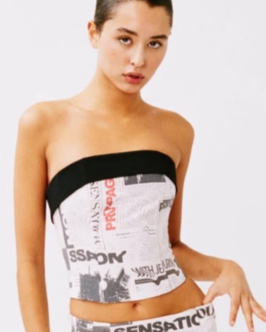 With Jean Carla Corset Newspaper Print - Image 3