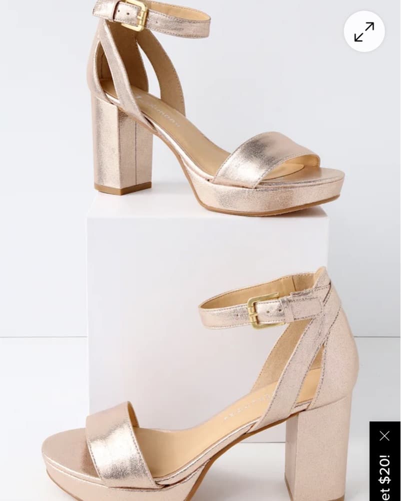 Metallic Ankle Strap Platform Heels - Image 1