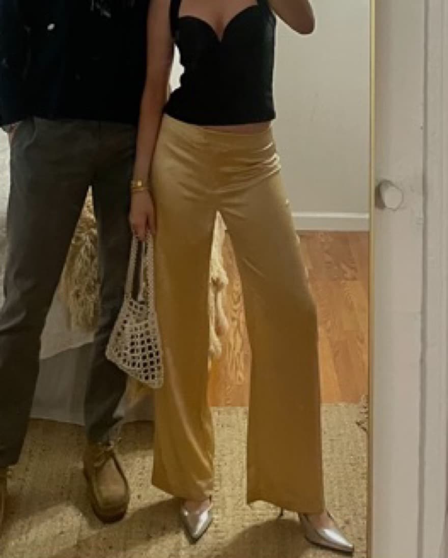 Reformation Gold Satin Pants - Image 1