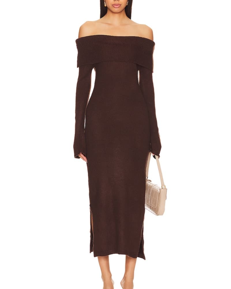 Off-shoulder knit dress - Image 2