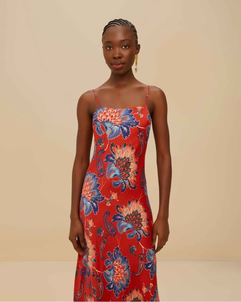 Farm Rio Red Floral Maxi Dress Silku - Image 2