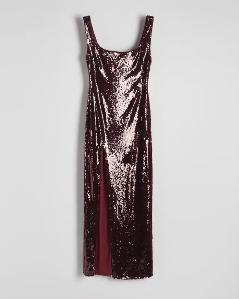 Reserved- Burgundy Sequin Gown - Image 1
