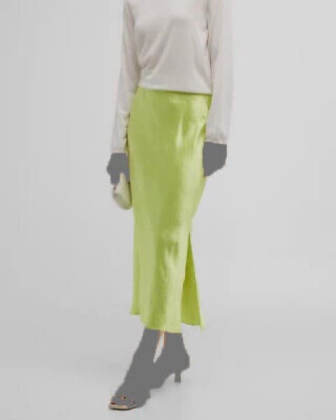 Vince Lime Green Silk Skirt - Image 2