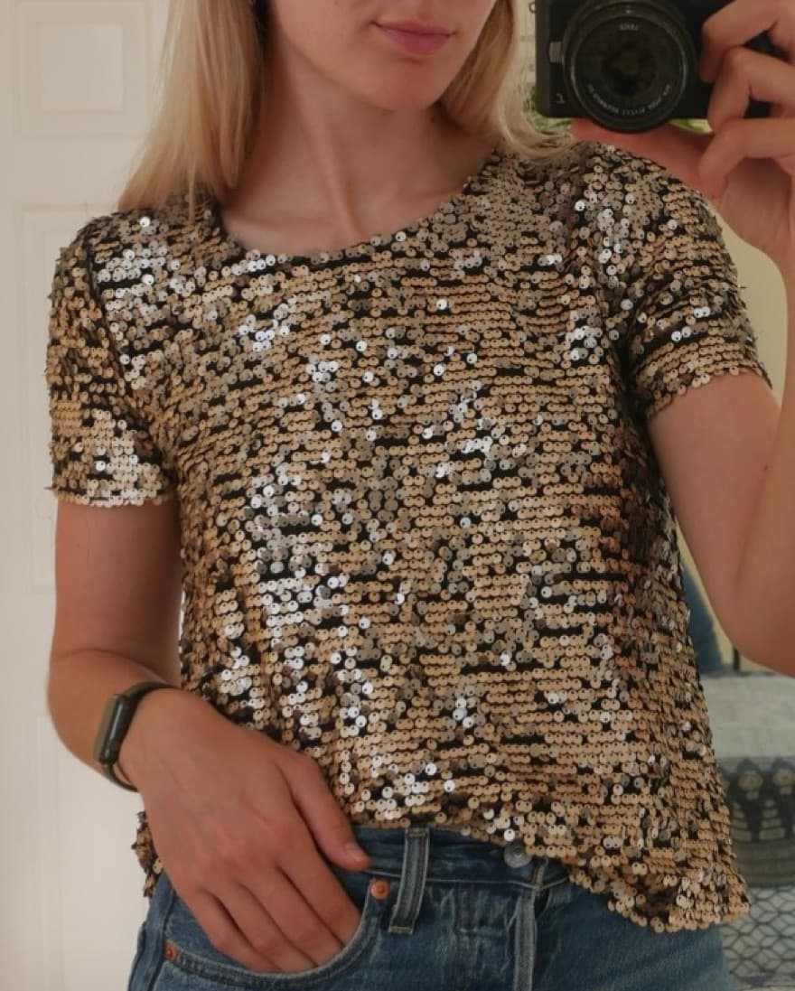 Topshop Gold Sequin Top Sz 4 - Image 1