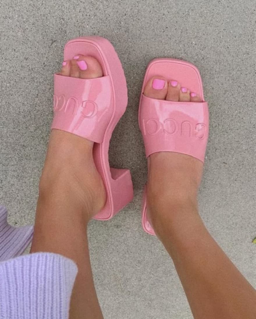Gucci Platform Pink Slides - Image 1