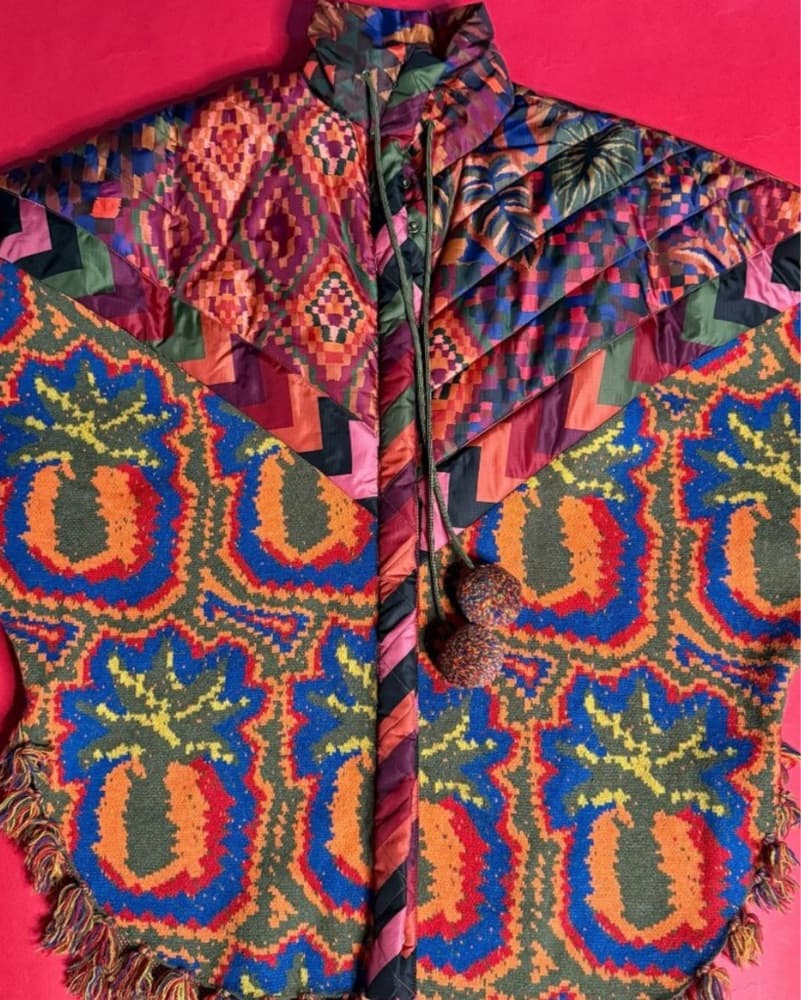 Farm Rio Patchwork Woven Puffer Jacket - Image 2