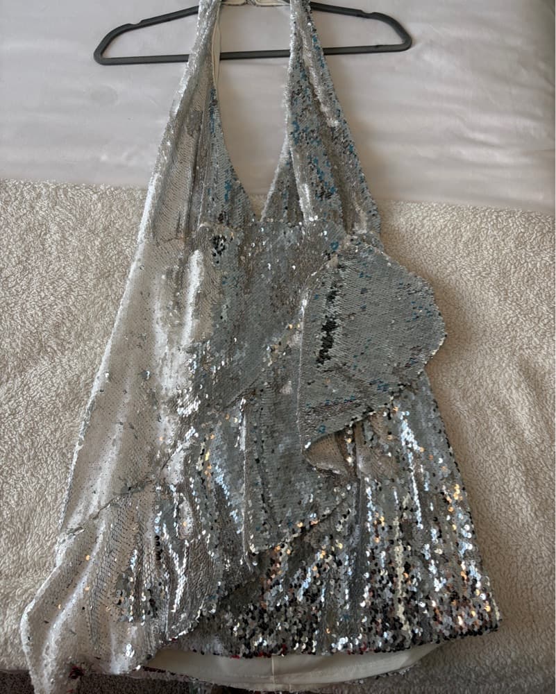 NBD Silver Sequin Halter - Image 2