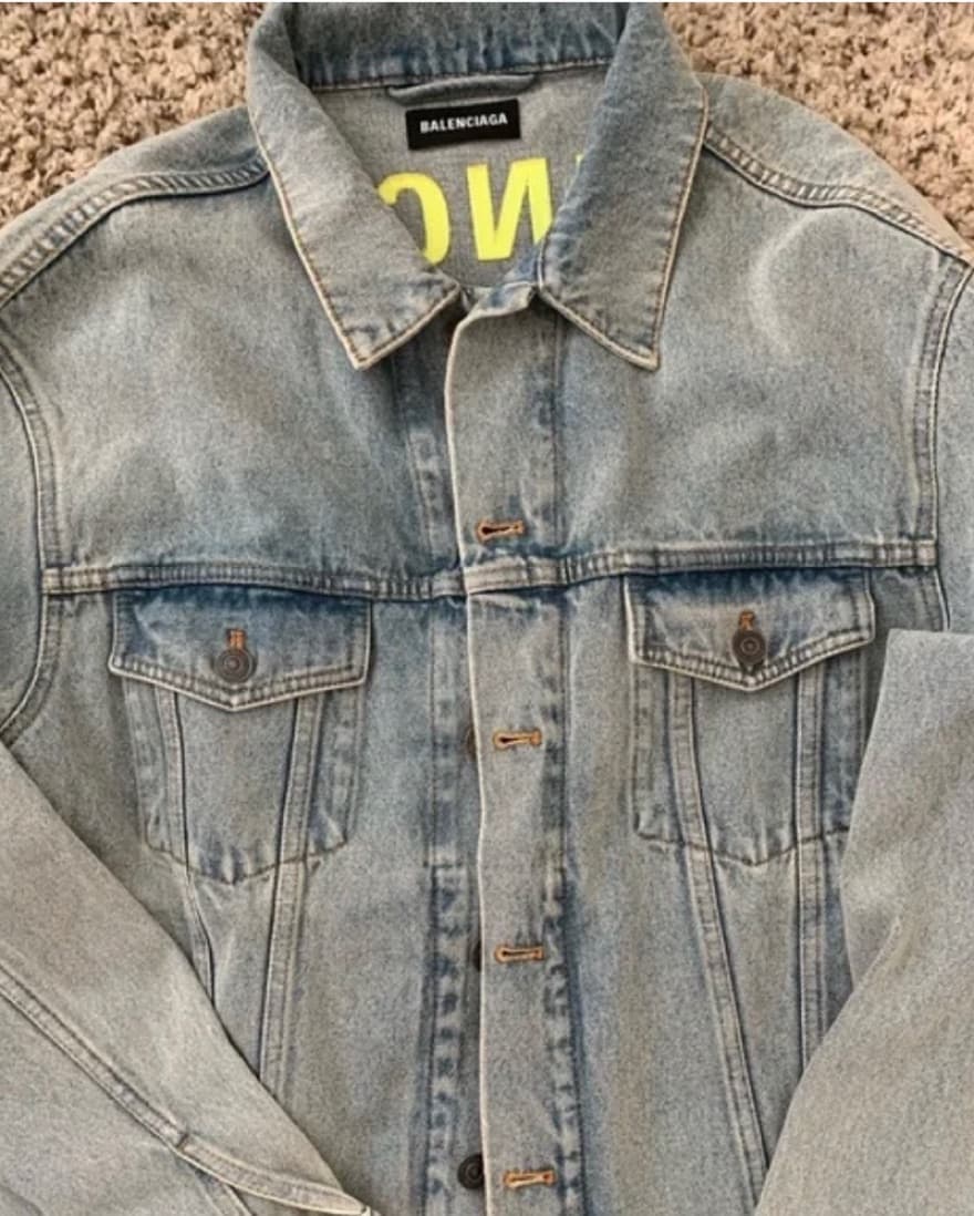 Balenciaga Logo Oversized Denim Jacket - Image 2