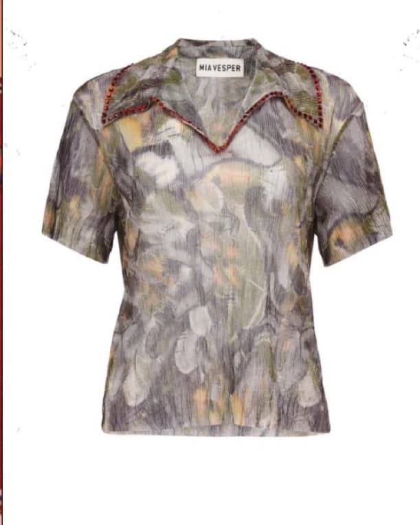 Crystal Collared Pullover Shirt - Image 1