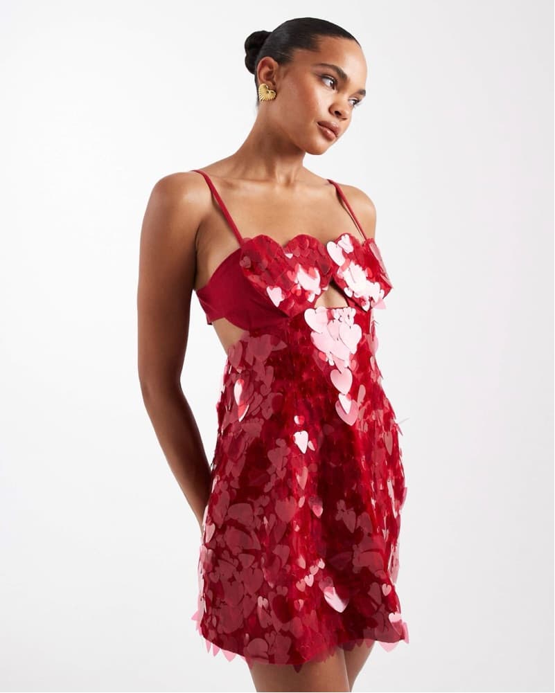 Heart Sequin Mini Dress - Size 6 - Image 1