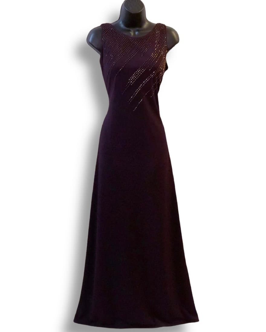 Vintage Beaded Burgundy Gown - Image 1