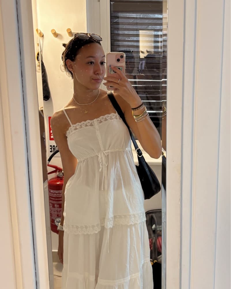 vintage white lace detail long tank - Image 2