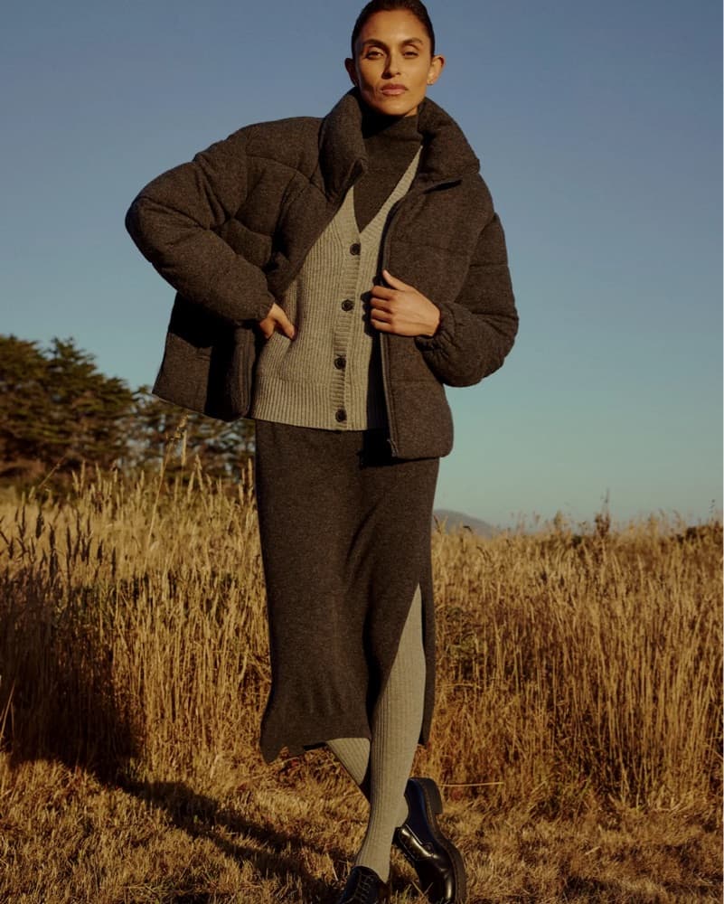 Brown Cashmere Puffer Jacket - Image 1