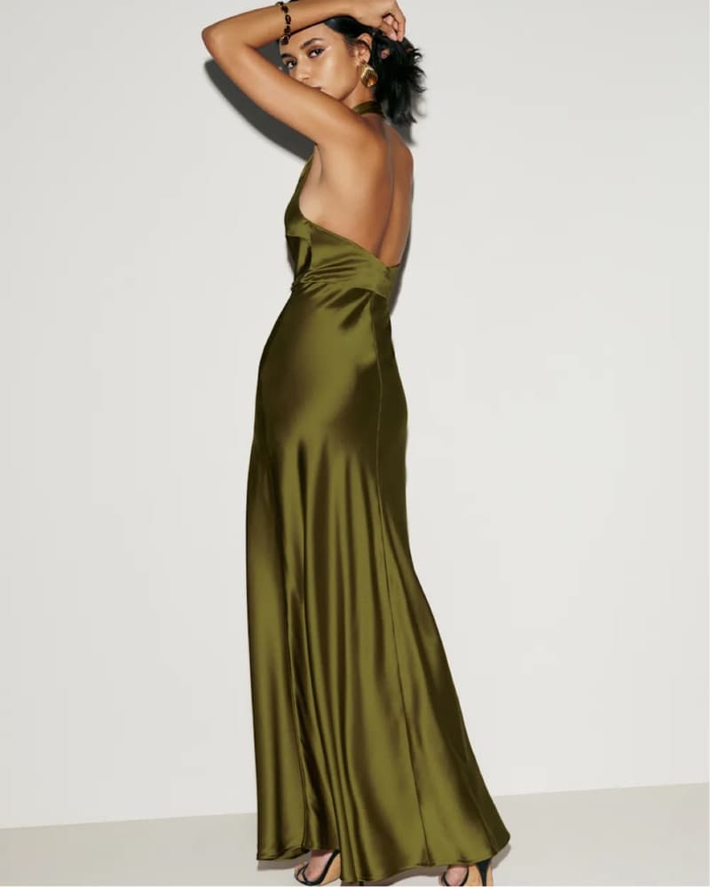 Reformation Silk Dress - Pear - Image 3